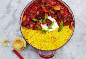ratatouille y arroz con azafran