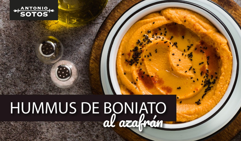 Hummus de boniato al azafrán, un aperitivo saludable