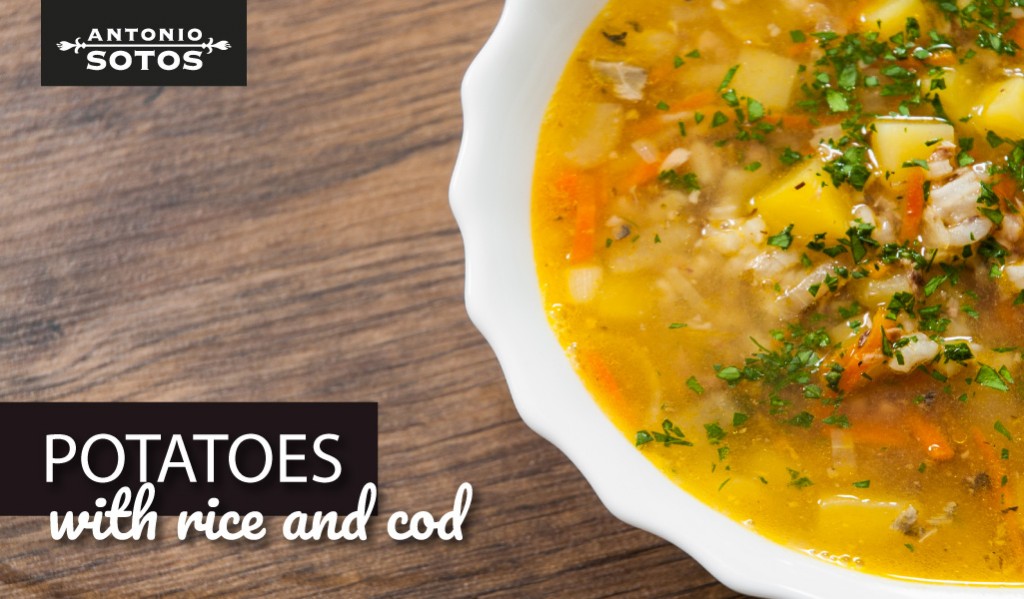Potatoes with rice and cod, one of the good old fashioned stew recipes