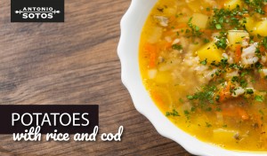Potatoes with rice and cod, one of the good old fashioned stew recipes
