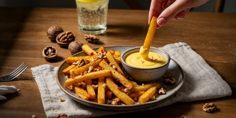 patatas-fritas-salsa-de-azafran-gourmet