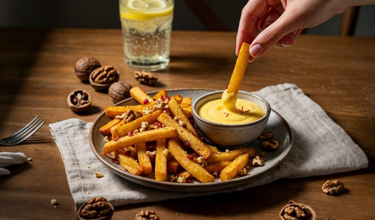 patatas-fritas-salsa-de-azafran-gourmet